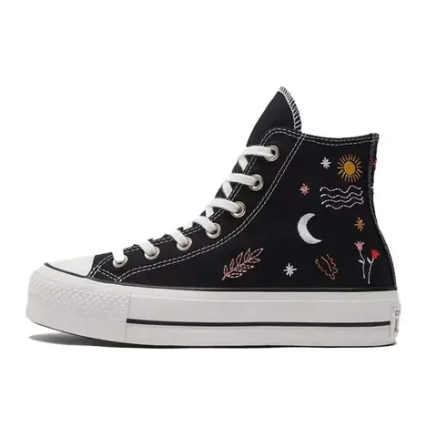 Converse Chuck Taylor All Star на высокой платформе Its Okay To Wander - Черные женские кроссовки белого цвета 571085C