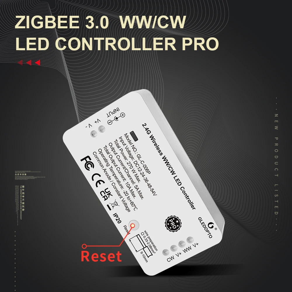 

GLEDOPTO Zigbee 3.0 Reset Function Smart LED Strip Controller WWCW Pro Work with Tuya SmartThings App Alexa RF Remote Control