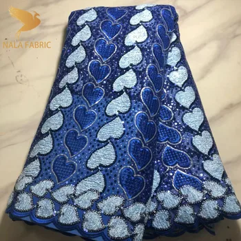 Sample Material Royal Blue Gray Nigierian Bridal African Lace Fabric Luxury Wedding Sequins Stone Swiss 2022 High Quality 1999