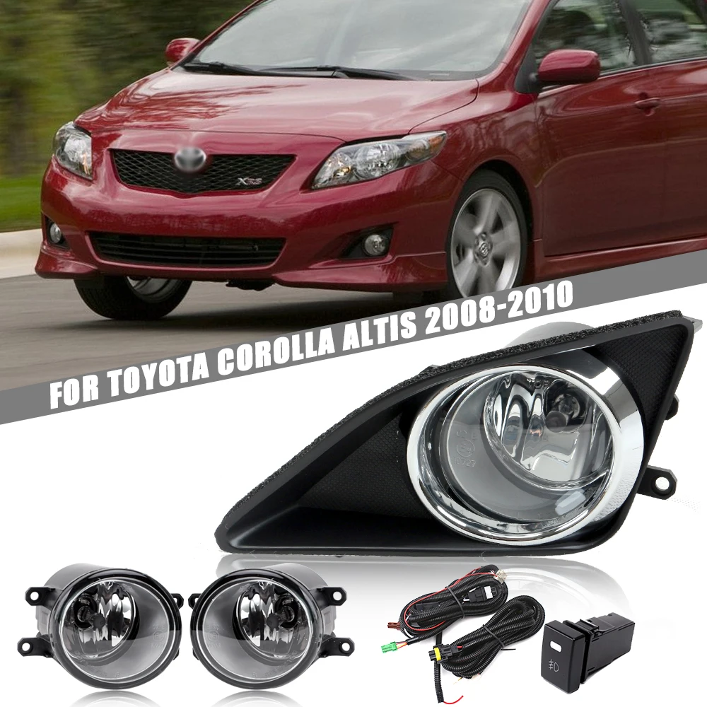 

Front Bumper Fog Lamp Upgrade Kit FOR TOYOTA COROLLA ALTIS 2008 2009 2010 Version Additional Foglight Set Switch + Wiring