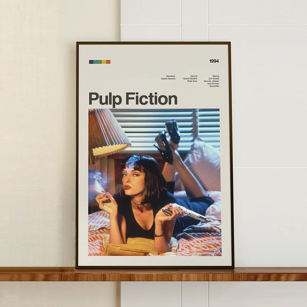 

Pulp Fiction Movie Poster Print Famous Classic Portrait Canvas Painting Vintage Wall Art Picture For Living Room Home Decoration