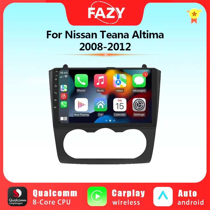 Автомобильный мультимедийный плеер 9 дюймов Qualcomm 8G + 256G Carplay Android радио для Nissan Altima