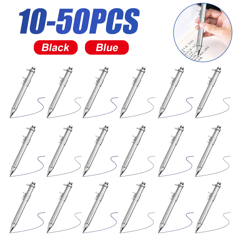 

10-50PCS Multifunction Caliper Pen 0-100 Vernier Caliper Roller Ball-Point 1.0mm Blue Black Student Stationery Measuring Tools