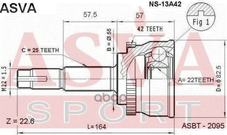 Шрус Наружний 22X55x25 = Hdk Ni-13A42 ASVA арт. NS13A42 (art.: 3920c2d5fa90d) - 3920c2d5fa90d