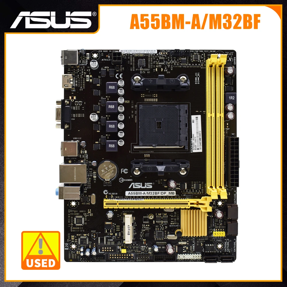 

ASUS A55BM-A/M32BF/DP_MB Socket FM2+ AMD A55 Original Desktop Motherboard DDR3 AMD A10/A8/A6/A4/Athlon CPU PCI-E 3.0 VGA USB2.0