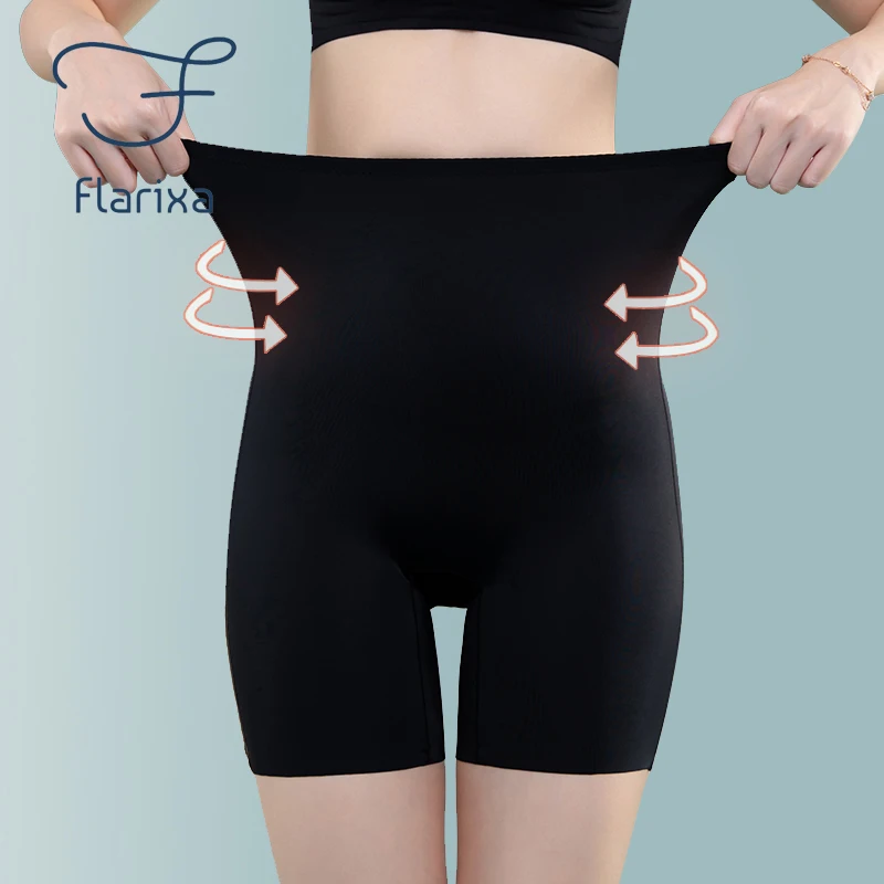 

Flarixa Summer Ice Silk Seamless Women's Shorts High Waist Safety Shorts Under Skirt Boxer Briefs Hip Lifter Body Shaper Pants