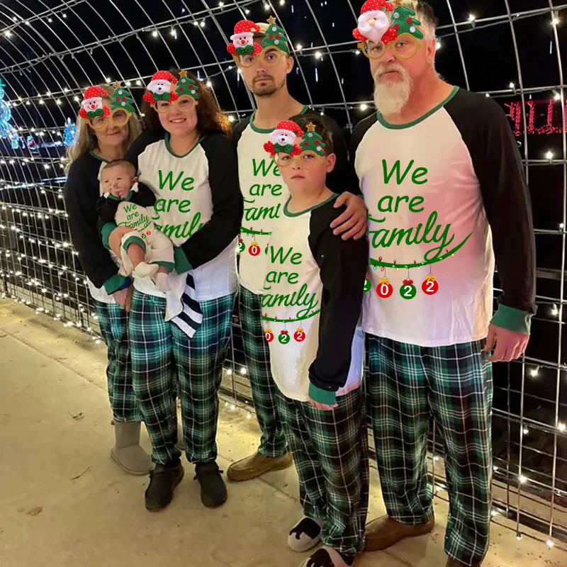 Christmas Matching Family Pajamas Red Plaid Truck with Christmas Tree Green Plaid Pajamas Set With Baby Pajamas