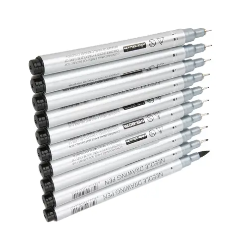 Маркеры для рисования  Black Fineliner Pens набор из 10 штук