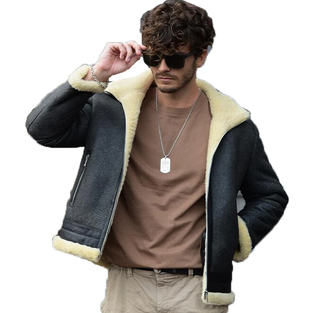 Мужская дубленка Denny &amp Dora толстая зимняя куртка байкерская