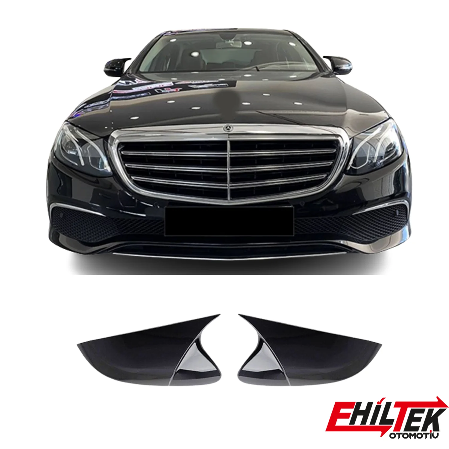 

Piano Black Side Mirror Cover Cap 2 Pcs For Mercedes E Class W2013 2016-2022