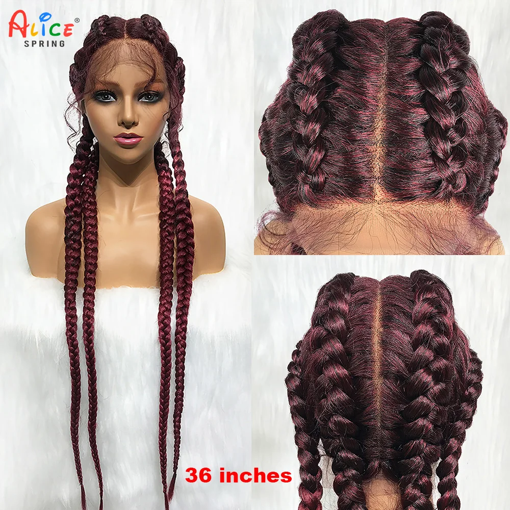 

Braided Wigs Synthetic Lace Front Wig for Black Women Cornrow Braids Lace Wigs with Baby Hair Box Braid Wig Blonde 613 Color