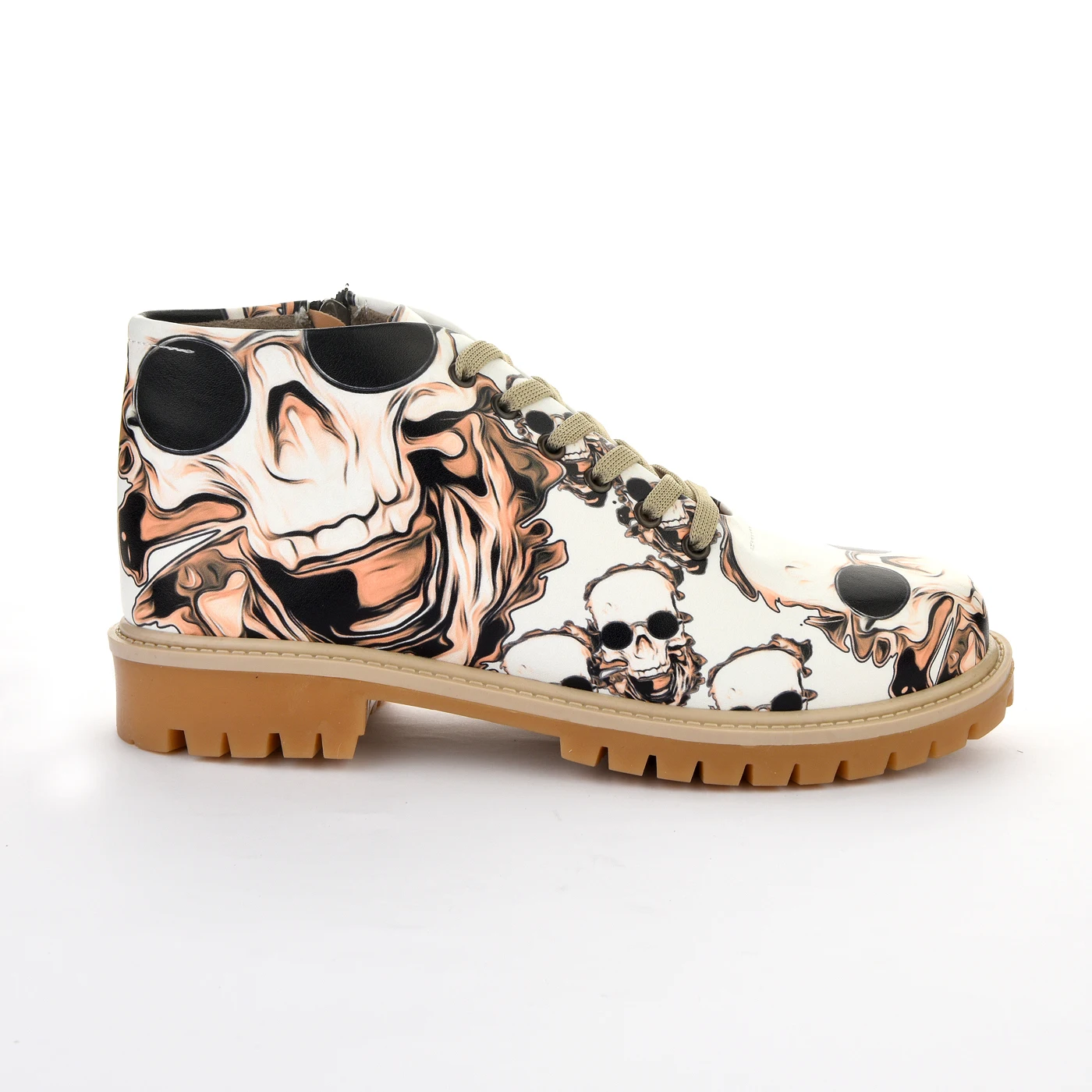 7367 короткие ботинки на молнии и шнуровке с рисунком черепа