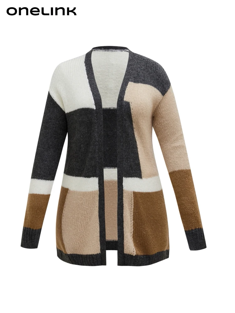 ONELINK Plus Size Autumn Winter 2022 Women Long Open Cardigan Sweater Mohair Angora Goat Wool Luxury Oversize Knitting Clothing