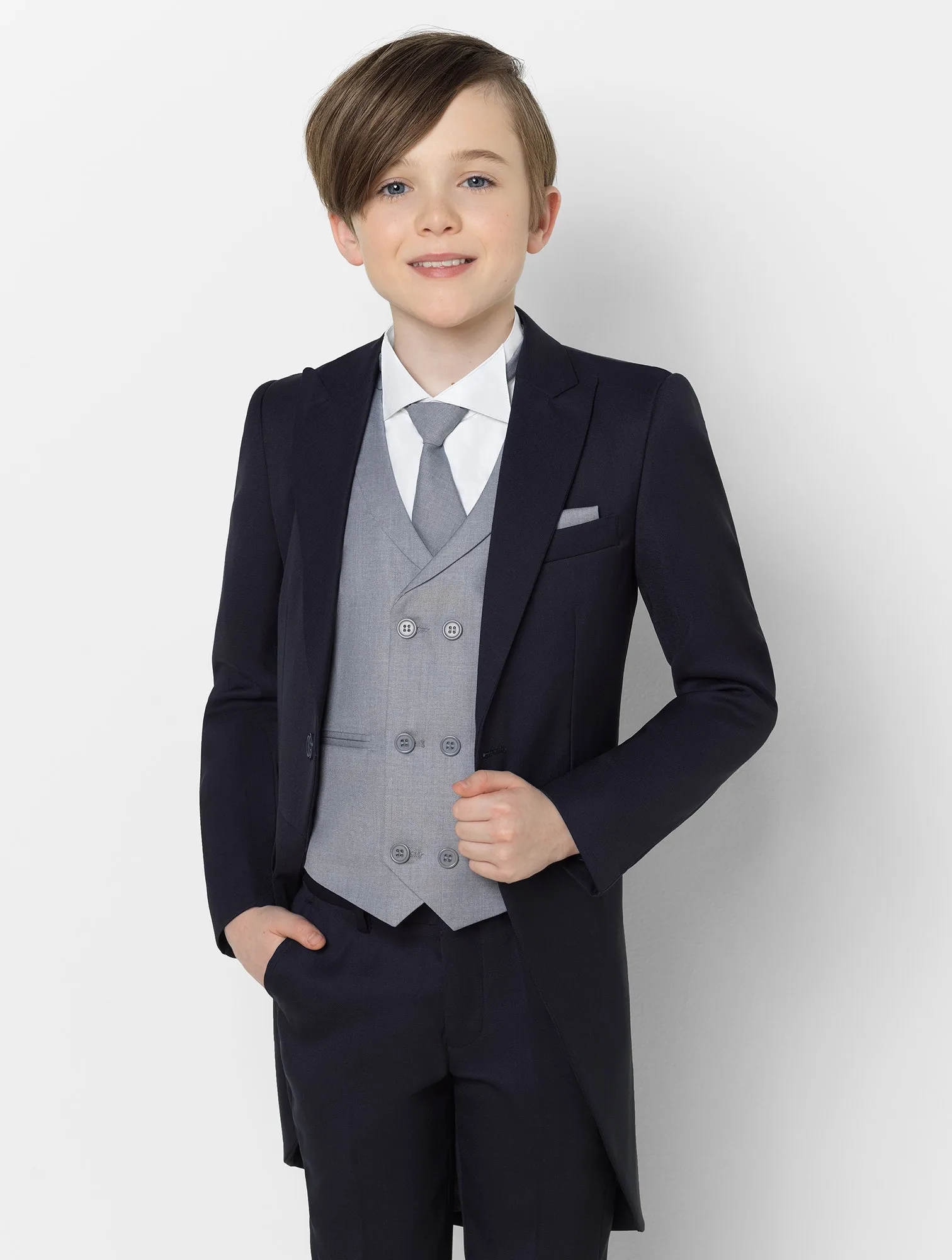 Boys Suit Long Tuxedo Slim Retro Gentleman Classic Custom Three-piece Suit