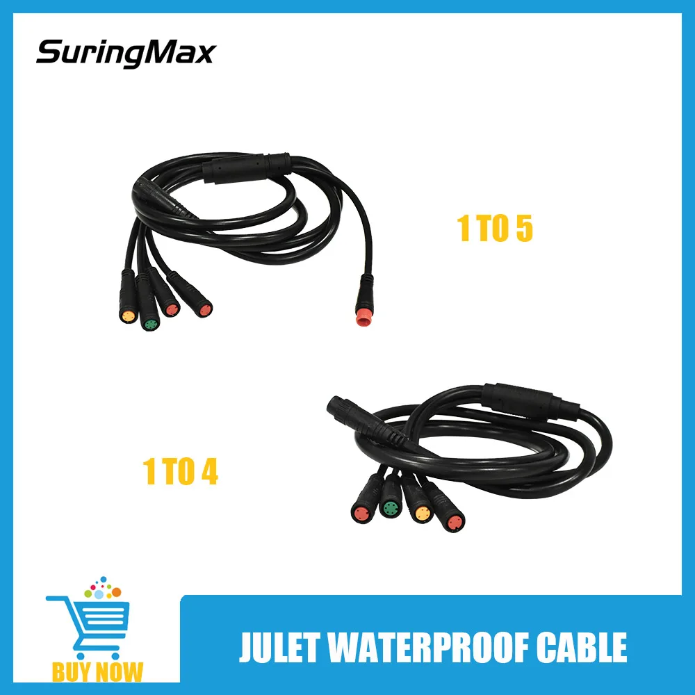Cable impermeable Julet 1T4 1T5 de 9 pines para bicicleta eléctrica, pantalla de freno de acelerador, conexión de alta calidad