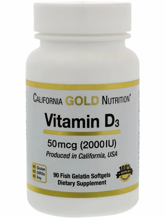 Витамин D California Gold Nutrition Vitamin D3 (2000 МЕ) (50 мкг) 90 капсул |