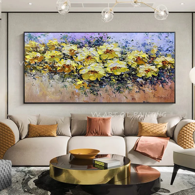 

Handmade sunflower landscape green artwork Abstract oil painting modern porch aisle artwork picture for living room decoration