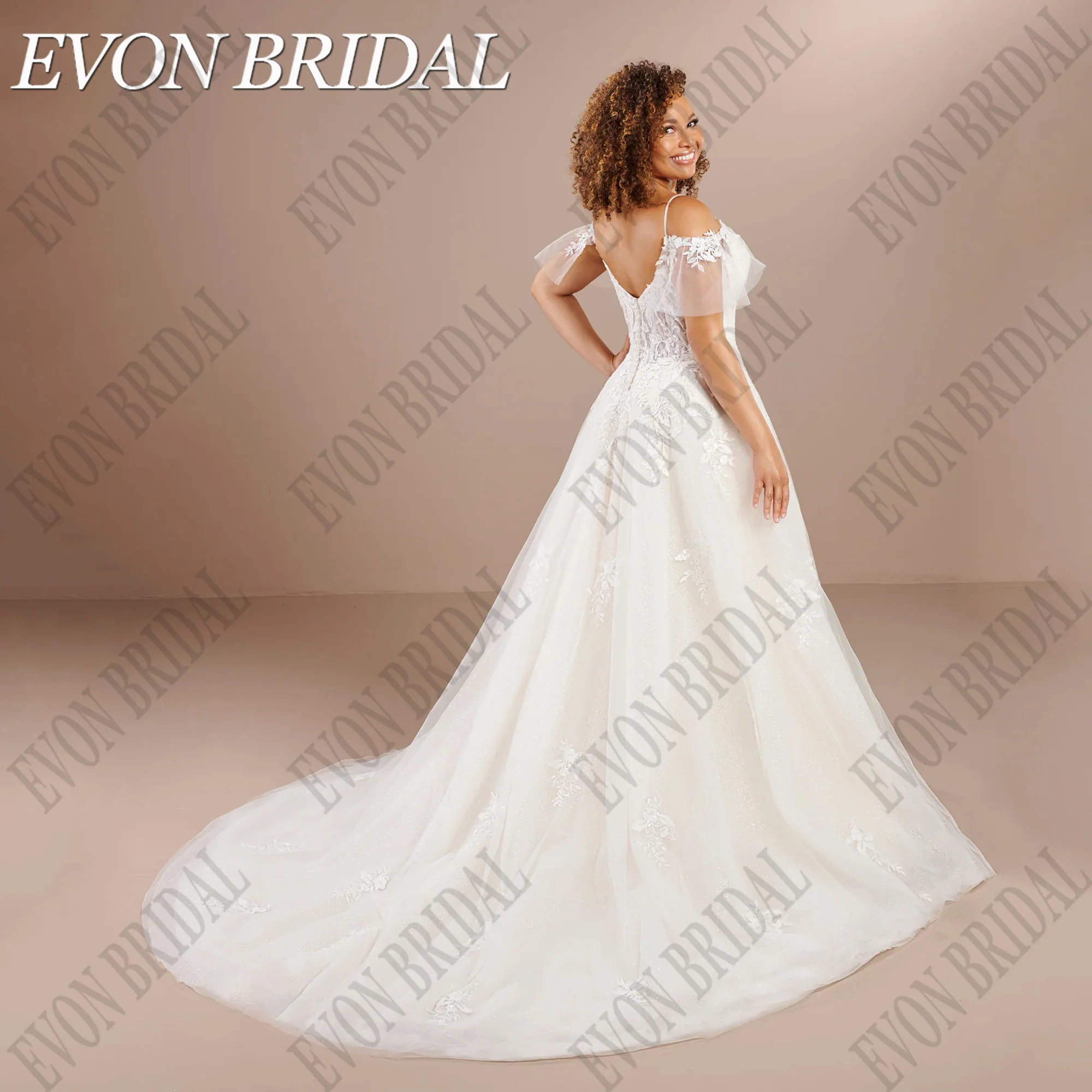 EVON свадебное богемное искусственное платье Кружевная аппликация V-образный