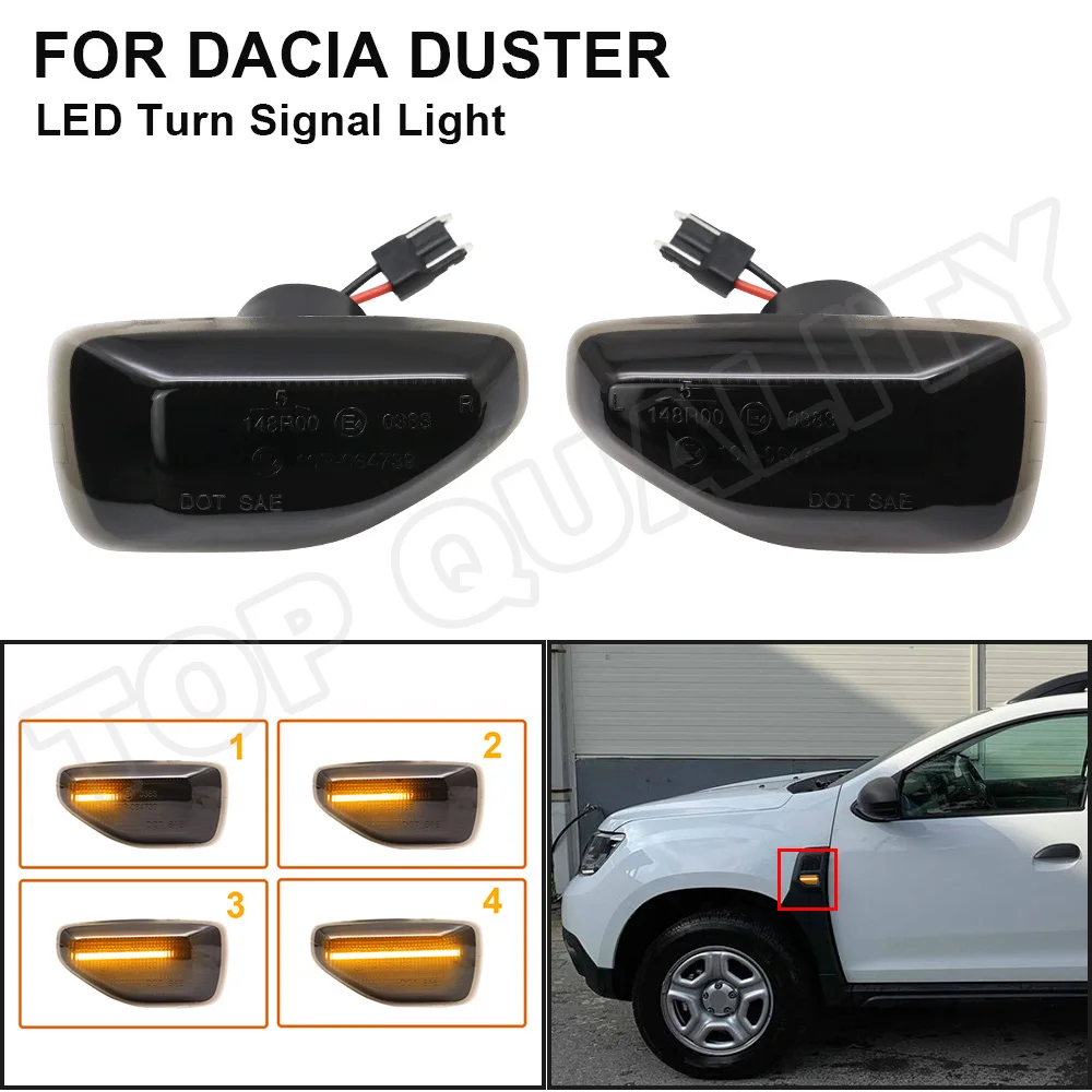 

2x LED Dynamic Side Marker Turn Signal Light For Dacia Duster Sandero 2 Logan 2 Renault Stepway Amber Indicator Repeater Lamps
