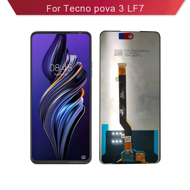 

ЖК-дисплей для Tecno Pova 3 LF7N, ЖК-дисплей, полный сенсорный экран, стекло для замены в сборе