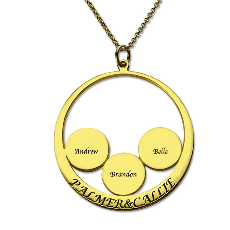 

Women Jewelry Sterling Silver 925 Necklace Custom Family Name Necklaces Disc Circle Pendant Chain Suspension Colares Gift to Mom