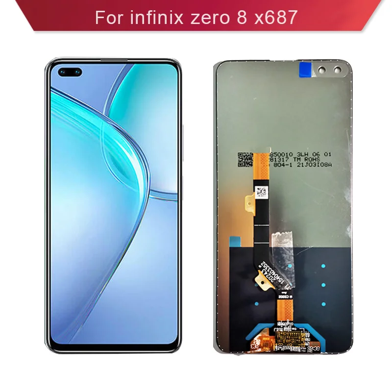 

ЖК-дисплей для Infinix Zero 8 X687, ЖК-дисплей, полный сенсорный экран, стекло для замены в сборе