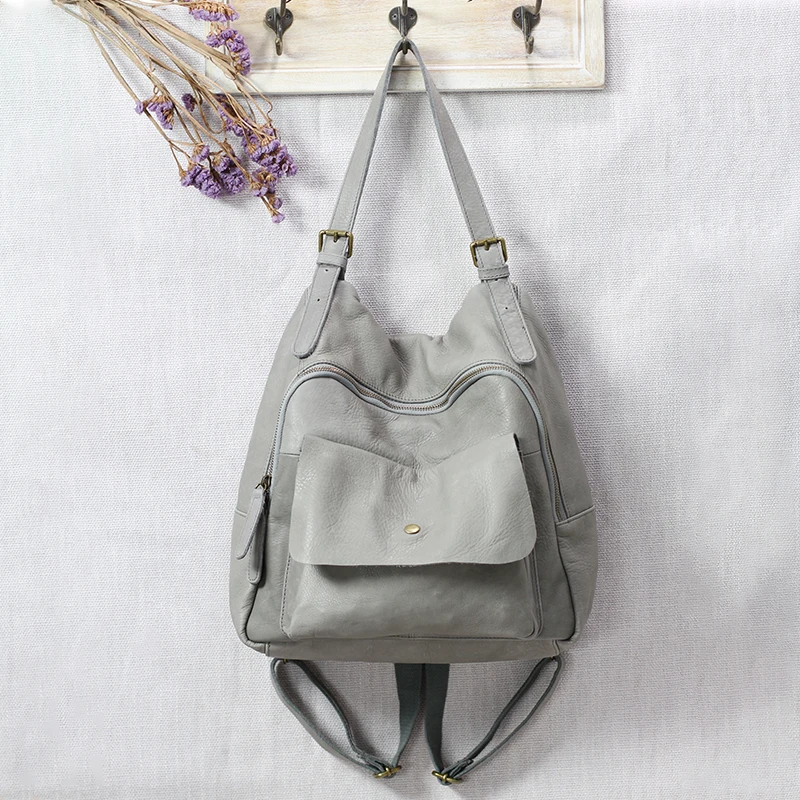 Women's Backpack Wallet Multi Pocket Large Capacity 100% Leather Handbag Luxury Fashion Casual Shoulder Bag Travel Backpack