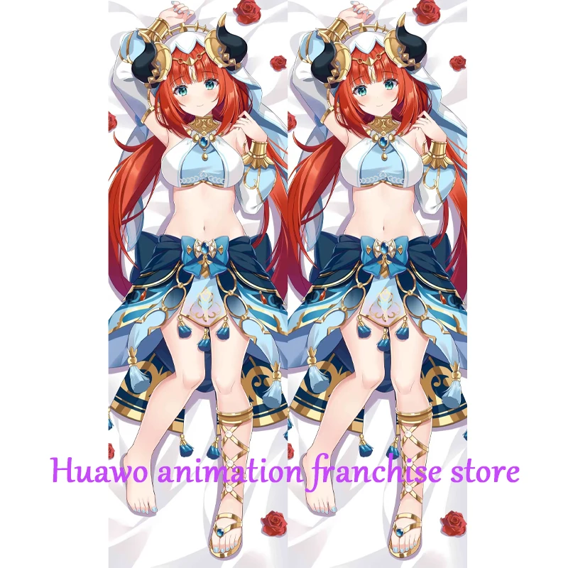 Подушка Двухсторонняя наволочка с рисунком из аниме Dakimakura Nilou обнимающая для