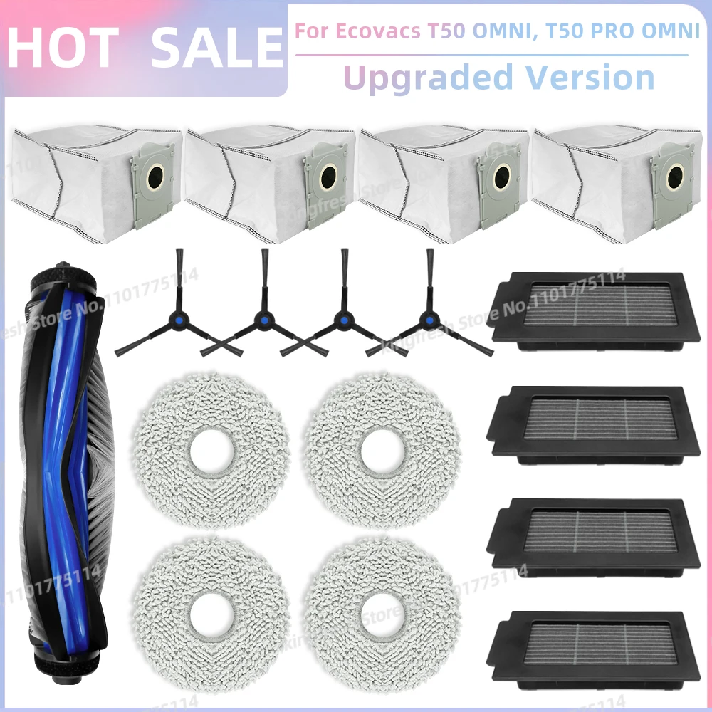 

Подходит для Ecovacs T50 OMNI / T50 PRO OMNI Запчасти для пылесоса Основной валик Боковая щетка HEPA фильтр Ткань для мытья Пылевой мешок Аксессуары