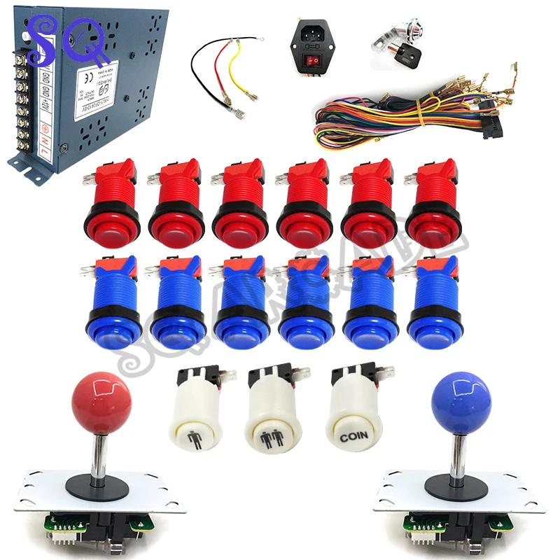

Arcade Cabinet DIY Kit 2 Playes Game Console 5 Pin Joystick Happ Type Push Button Common Family Version Cable for Arcade Machine
