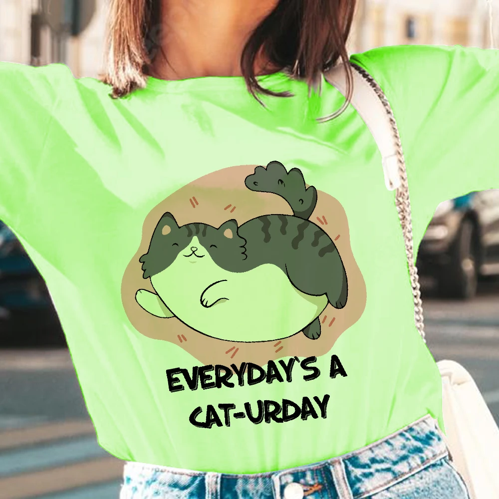 

Cat Funny Cartoon Kawaii Tshirt Women Aesthetic Grunge Graphic T-shirt Cute Anime Harajuku Tshirt Ullzang Summer Top Tees Female