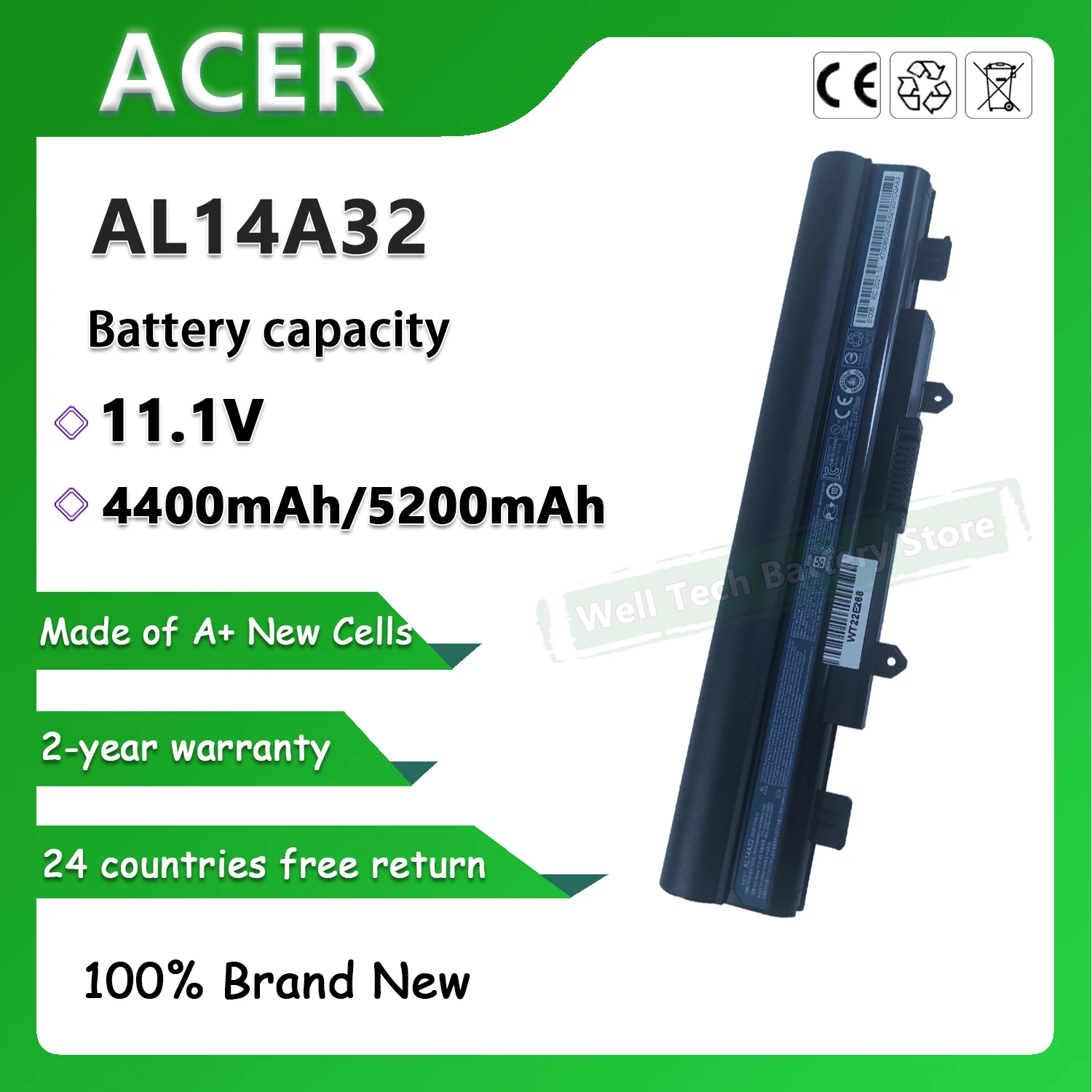 AL14A32 Аккумулятор для ноутбука ACER Aspire E14 E15 E5-421 Touch E5-572G E5-572G-593Y Extensa 2509 EX2509 Series