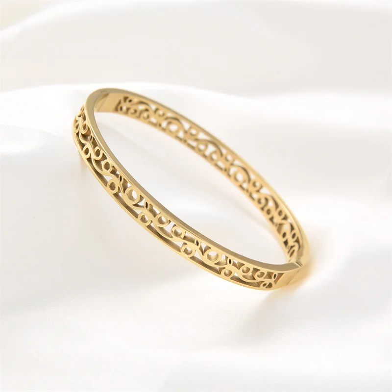 

New Popular Stainless Steel Bracelets For Women 18 K Metal Plant Trees Bangles Accessories Pulseras Mujer Jewelry Girls Gift