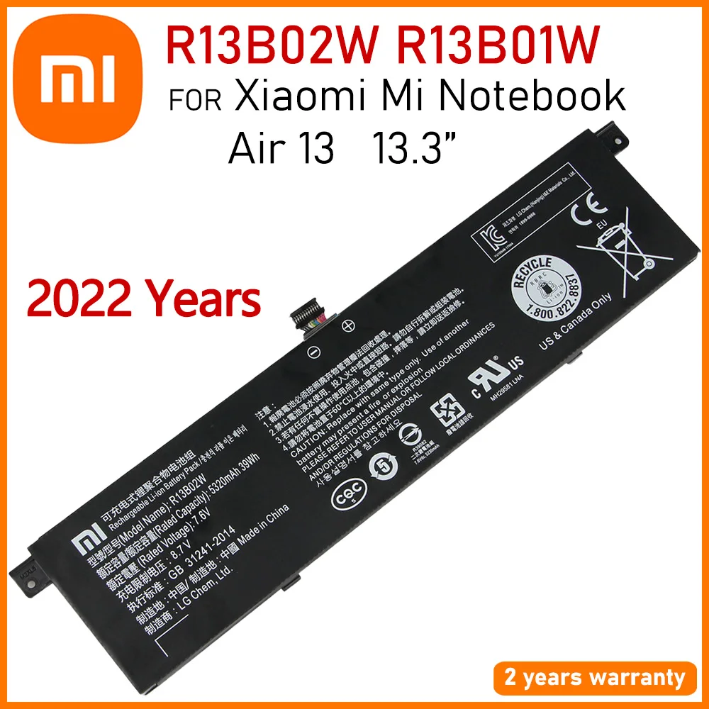 

Оригинальный аккумулятор Xiao Mi 5320 мАч R13B01W R13B02W для планшетного ПК Xiaomi Mi Air 13,3, Аккумулятор для ноутбука 7,6 В, 39 Вт