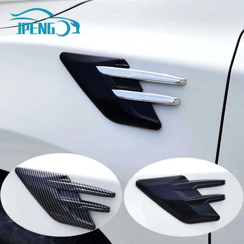 

2pcs Carbon Black Universal Car Side Fender Intake Air Flow Vent Sticker Cover Decorative Car Styling Exterior Accessories