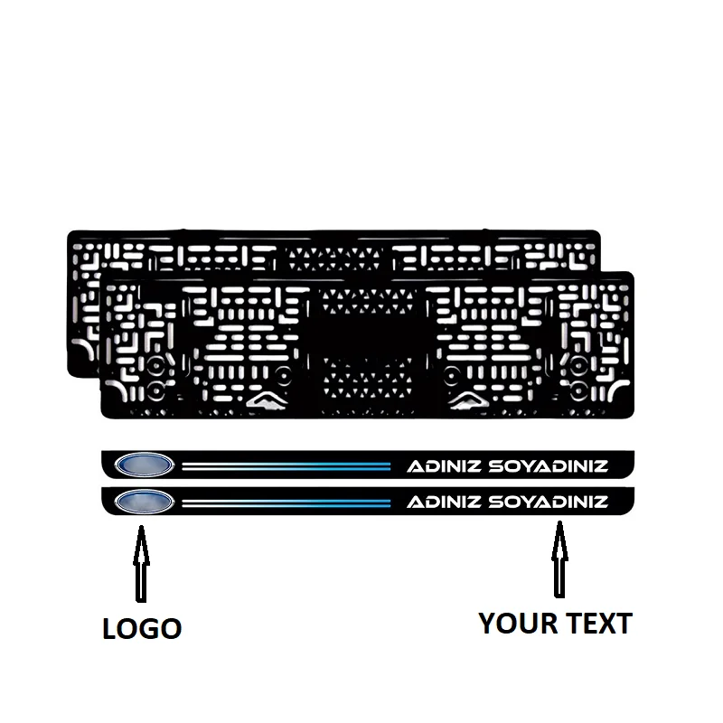 

Karbonsoft Personalized 2 PCs Car Logo Embossed Black Plakalık Universal Plate Holder 125 Different Model Car Number Frame