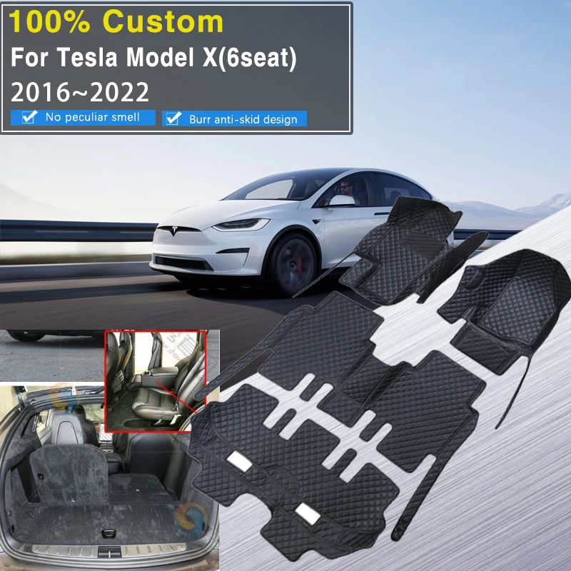 Car Mats Floor For Tesla Model X 2016~2022 6 Seater Anti-dirty Floor Mat Set For Tesla Model X Accessoires 2022 Car Accessories