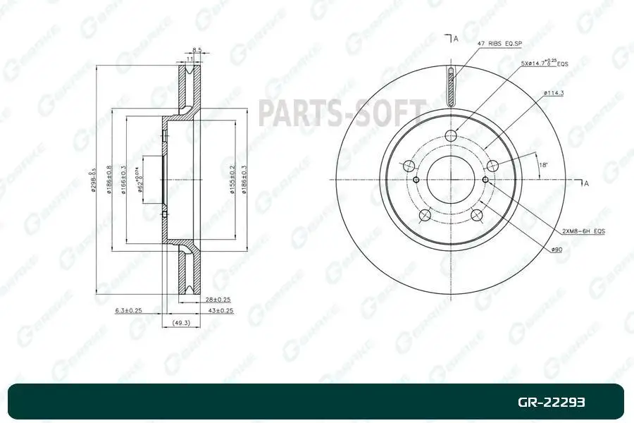 G-BRAKE GR22293 Диск тормозной G-brake GR-22293