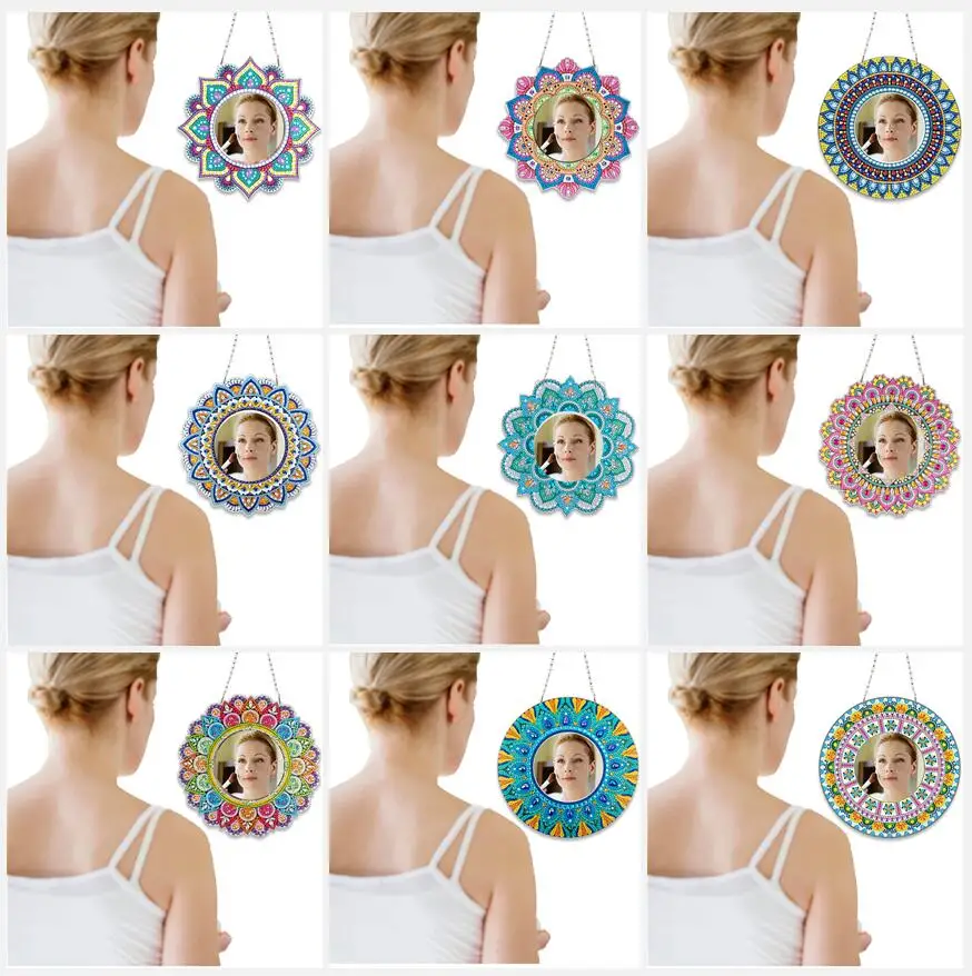 

Алмазная картина «сделай сам», подвесное зеркало для макияжа, круглое зеркало для ванной комнаты, зеркало с алмазной вышивкой, зеркало для м...