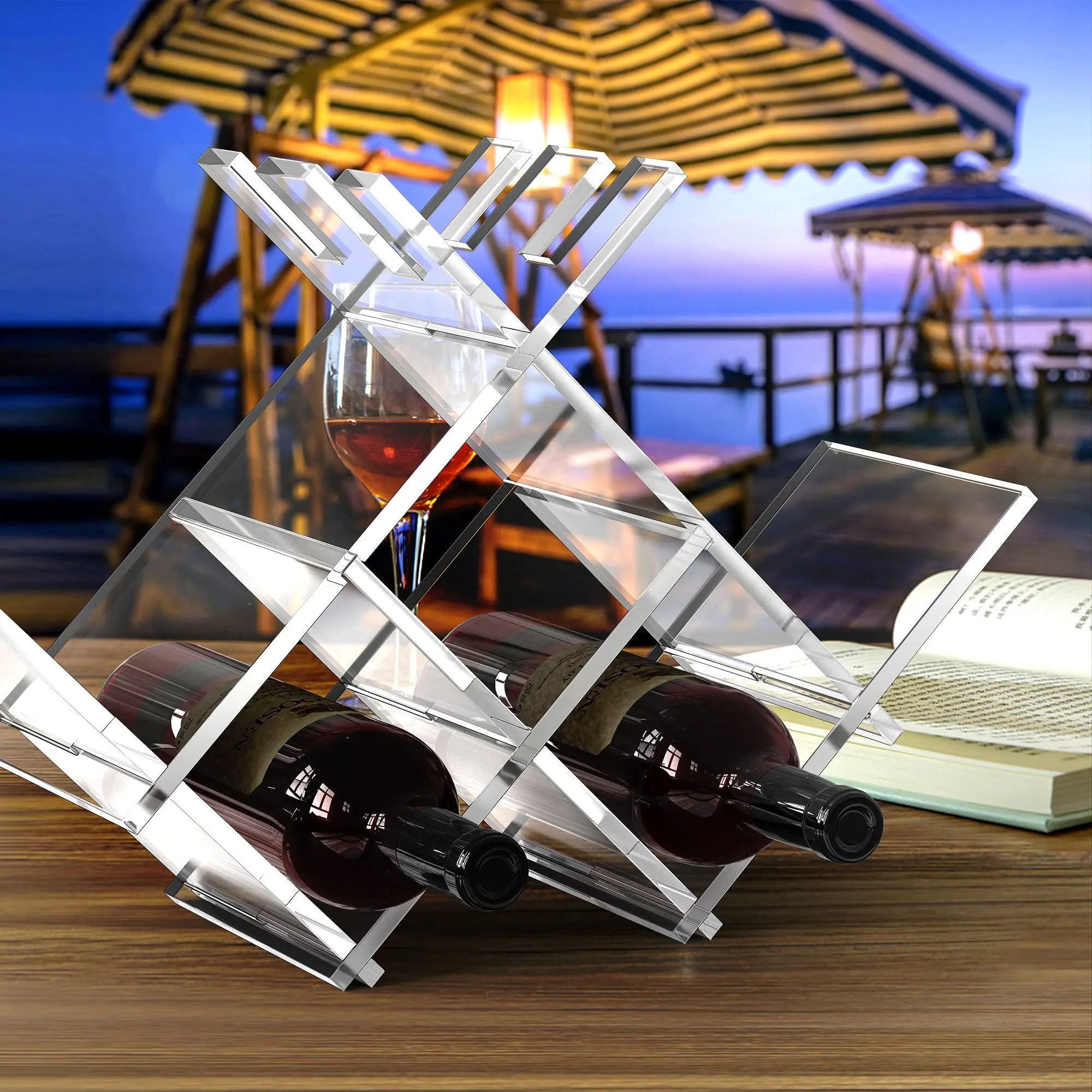 

Transparent Acrylic Freestanding Wine Rack, Free Standing Tabletop Storage, Modern Wine Holder, Lattice Countertop