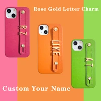custom name rose gold metal letter case luxury leather phone case for iphone 11 12 13pro max x xr xs max