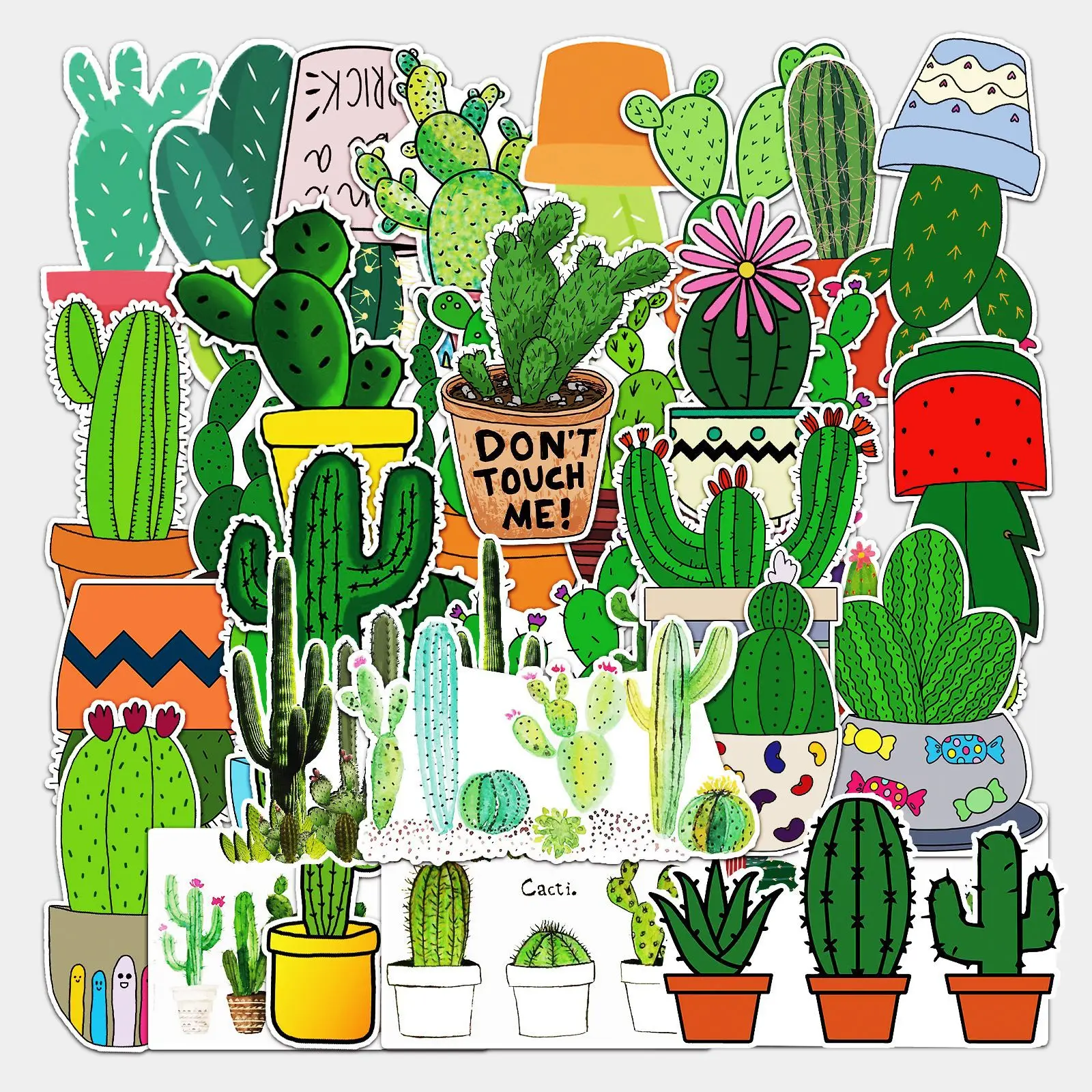 

10/30/50PCS Potted Cactus Sticker Decoration Stickers Plant Graffiti PVC Decals DIY Phone Stationary Guitar Cartoon Sticker Toys