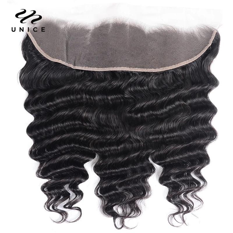 

Unice Hair 13x4 Lace Frontal Free Part Brazilian Loose Deep Wave Frontal Remy Human Hair Frontal 10"-20"
