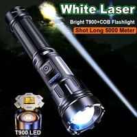 t900 powerful white led flashlight 5000 meter torch hard light self defense 21700 battery dimmable waterproof long shot lantern