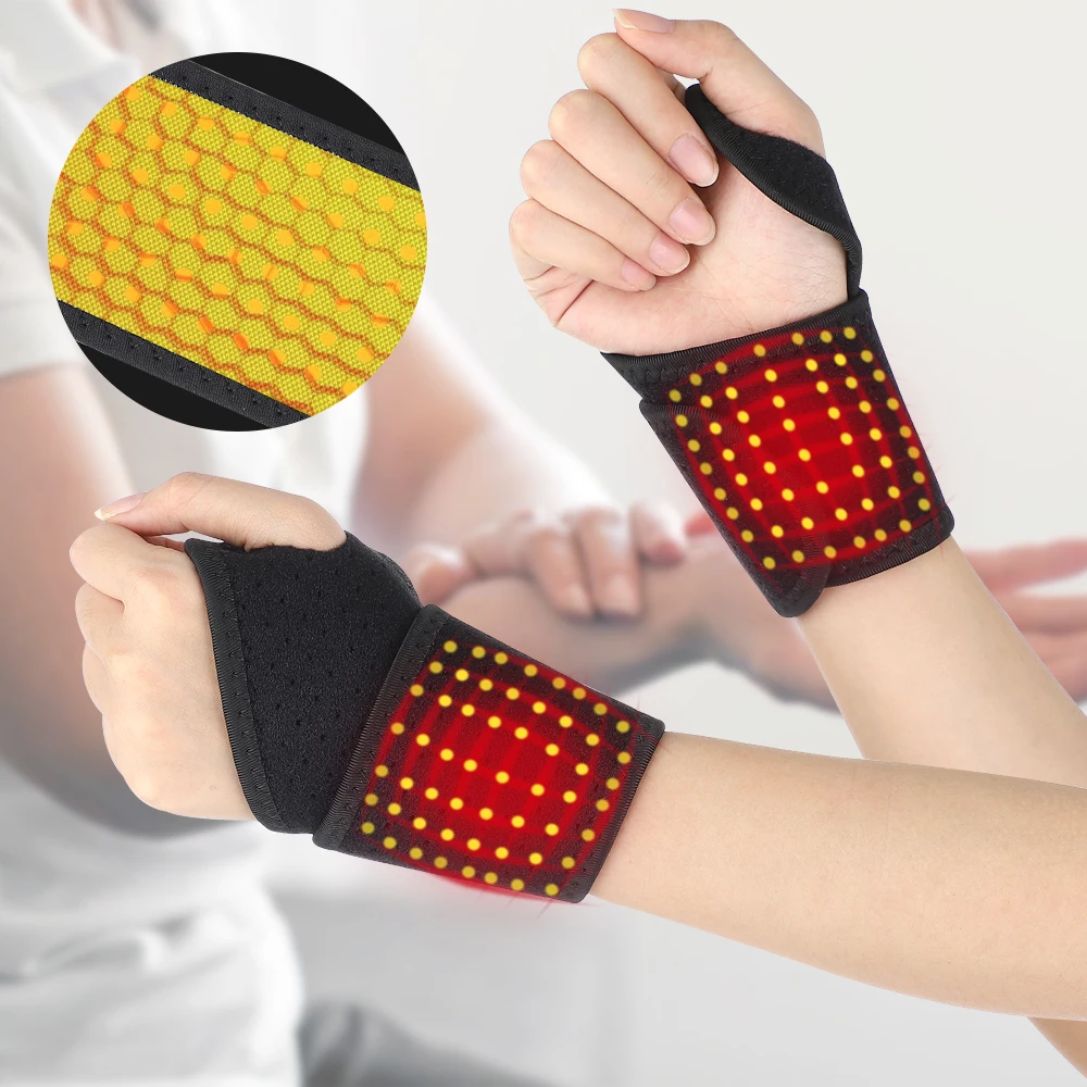 

A Pair Magnetic Therapy Self-Heating Wrist Support Brace Wrap Heated Hand Warmer Compression Pain Relief Wristband Belt Sanitize