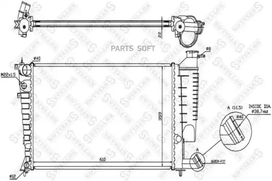 STELLOX 1025119SX радиатор системы охлаждения! Citroen Xsara/ZX Peugeot 306 1.1-1.8 91