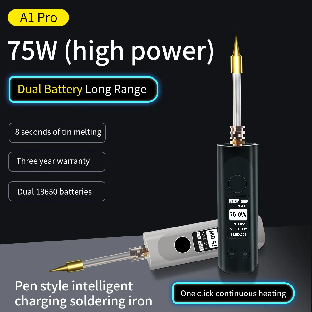 75W High-power  Wireless Portable Soldering Iron Kit Charging Battery Electric Soldering Irons Outdoor Soldering Iron Tools