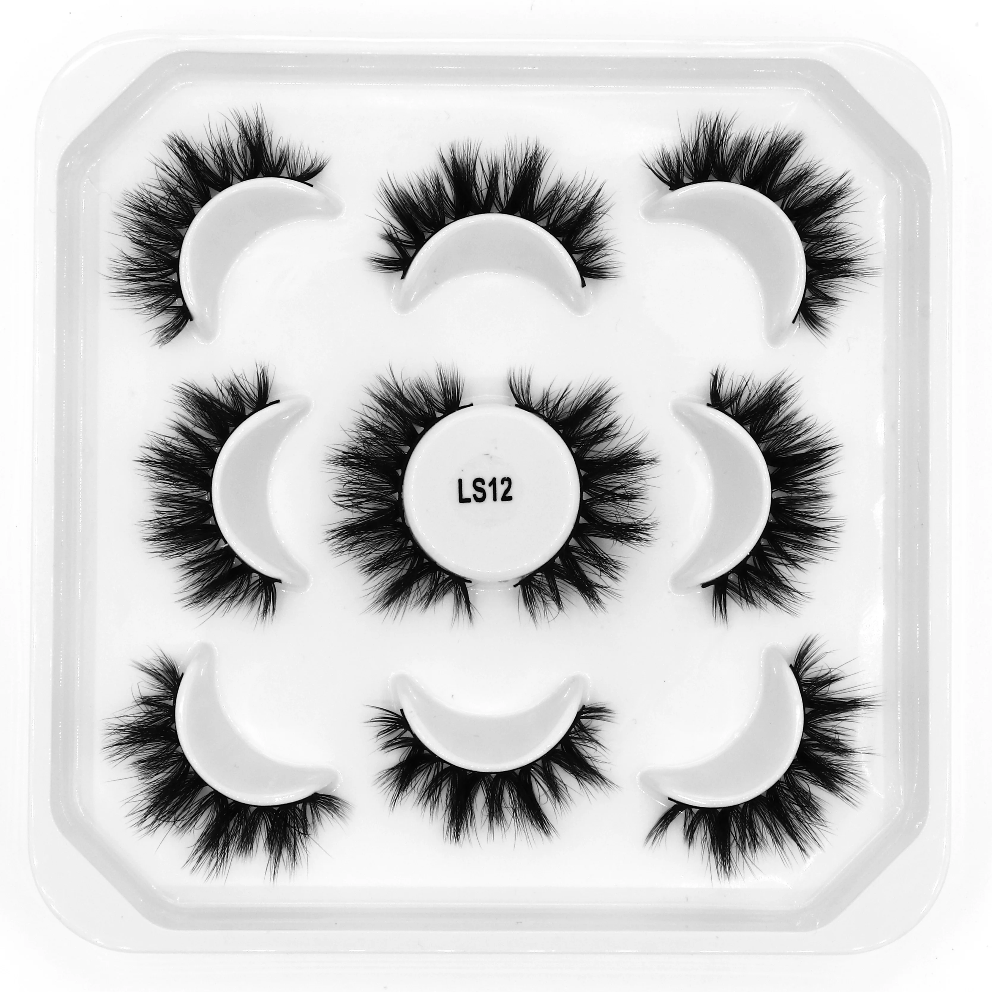 

False Eyelashes Cat-Eye Fluffy Faux Mink Lashes 8D Wispy Lashes 5 Pairs Pack Dramatic Long Thick Volume Eyelashes