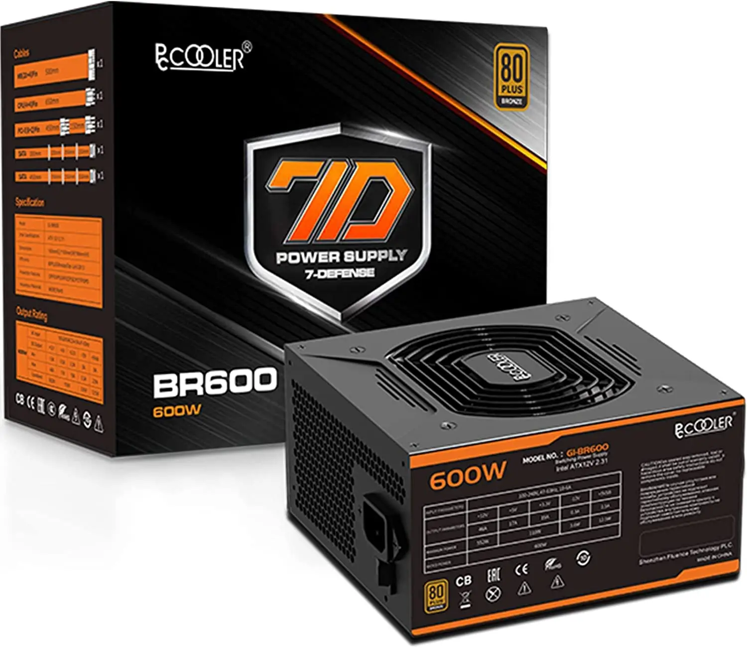 

Apevia ATX-SR600W Spirit 600 Вт ATX блок питания с автоматическим термоконтролем, светодиод 120 мм, светодиодный вентилятор, переключатель 115/230 В, All Protecti