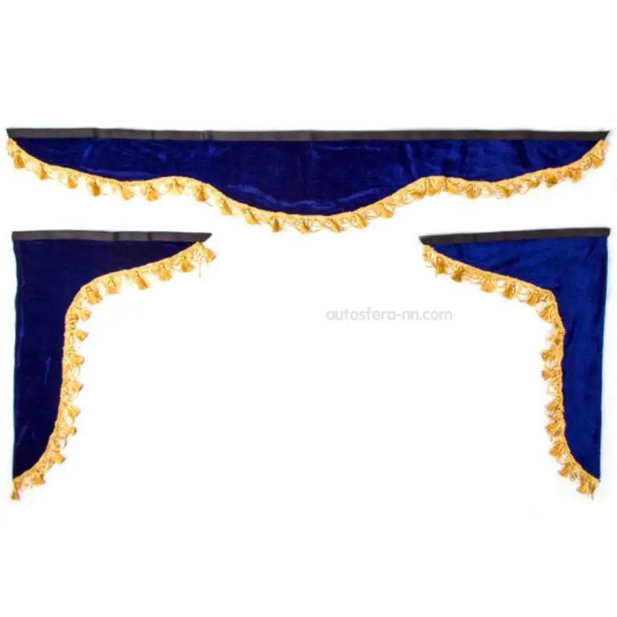 SKYWAY S01203008 Ламбрекен лобового стекла со шторками 140см46*60см Синий